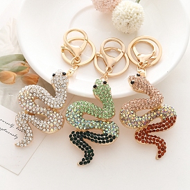 Alloy Rhinestone Keychains, Bag Purse Decorations, Snake