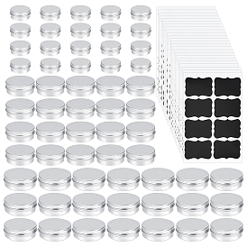 120Pcs 3 Styles Round Aluminium Tin Cans, Storage Containers for Jewelry Beads, Candies, with Screw Top Lid & 20 Sheets PVC Adhesive Stickers