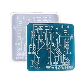 Square Circuit Board Cup Mat DIY Silicone Molds, Resin Casting Coaster Molds, for UV Resin, Epoxy Resin Craft Making
