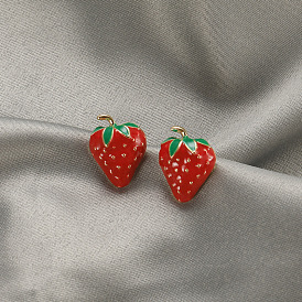Cute Strawberry Earrings with Diamond for Women, Cartoon Acorn Fruit Ear Studs