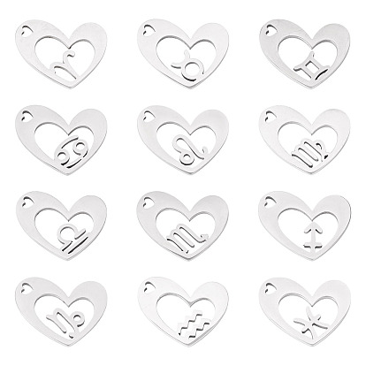 12 шт. 12 стили 316 l подвески из нержавеющей стали, сердце с подвесками в виде созвездий