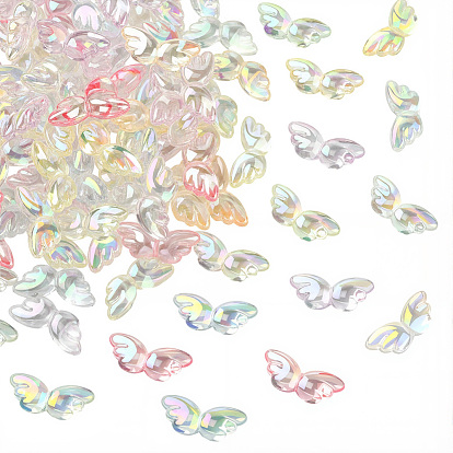 100 шт. прозрачные акриловые бусины с УФ-покрытием, радужный, крылья
