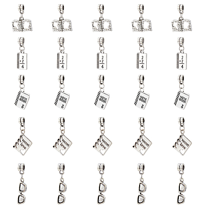 10наборы для дня учителя в тибетском стиле сплав европейский dnagle амулет, большой кулон дыра, с бусинками из сплава, блокнот, очки и книга, разнообразные