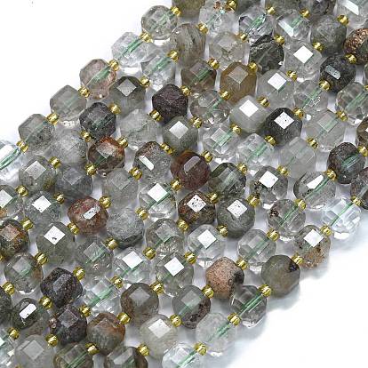 Натуральный зеленый кварц лодолит / садовый кварц / бусы из зеленого фантомного кварца, граненые, кубические