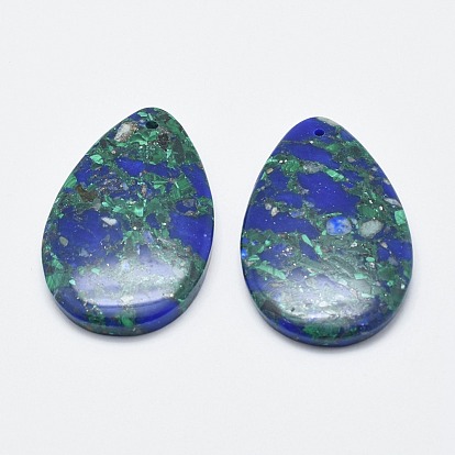 Assembled Synthetic Lapis Lazuli and Malachite Pendants, Teardrop