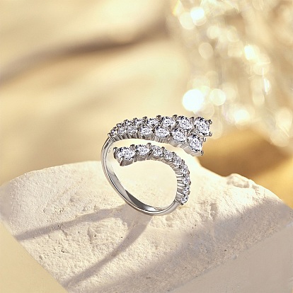 925 кольцо-манжета из стерлингового серебра с микропаве и прозрачным цирконием для женщин