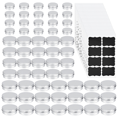 120Pcs 3 Styles Round Aluminium Tin Cans, Storage Containers for Jewelry Beads, Candies, with Screw Top Lid & 20 Sheets PVC Adhesive Stickers