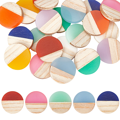 Olycraf 20 pcs 10 colores resina y cabujones de madera, plano y redondo, dos tonos