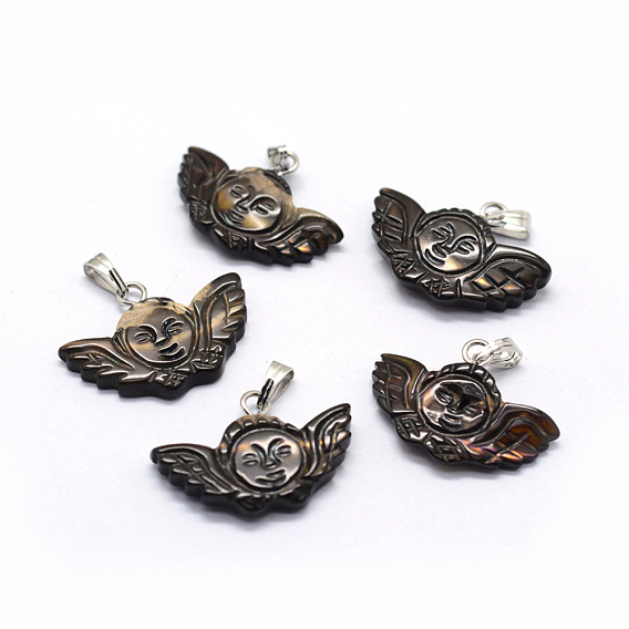 Shell Pendants, with Brass Findings, Angel