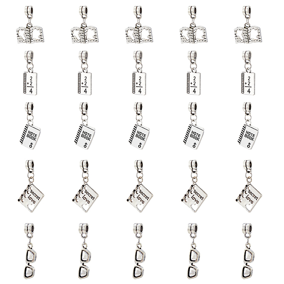 10наборы для дня учителя в тибетском стиле сплав европейский dnagle амулет, большой кулон дыра, с бусинками из сплава, блокнот, очки и книга, разнообразные