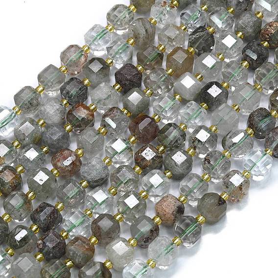 Натуральный зеленый кварц лодолит / садовый кварц / бусы из зеленого фантомного кварца, граненые, кубические