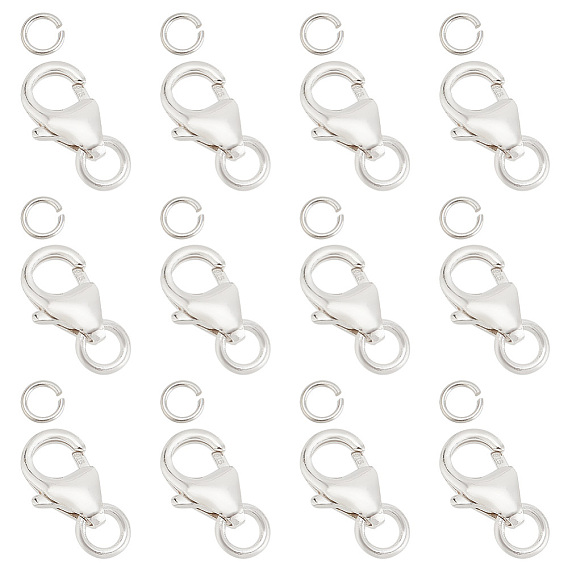 12 шт. 3 стили 925 застежки-лобстеры из стерлингового серебра, с 12 открытыми соединительными кольцами