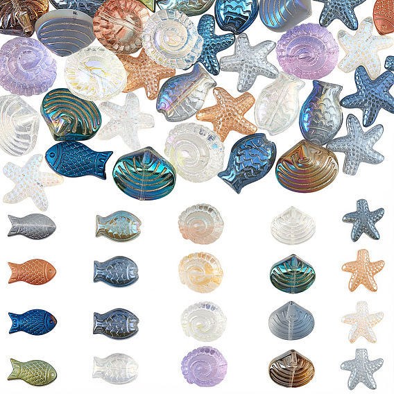 120 шт 20 цвета гальванические стеклянные бусины, разнообразные