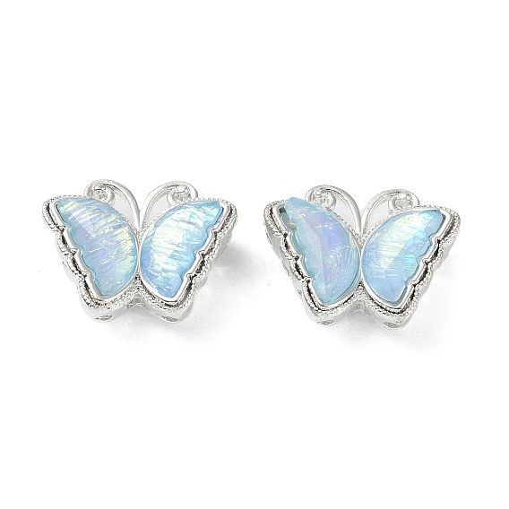 Brass Micro Pave Cubic Zirconia Beads, Long-Lasting Plated, Cadmium Free & Nickel Free & Lead Free, Butterfly