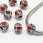 Enamel Alloy European Beads, Large Hole Beads, Drum, Antique Silver, 9x8mm, Hole: 4.5mm