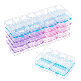 Polypropylene(PP) 6 Grid Pill Box, with Hinged Lids, Rectangle