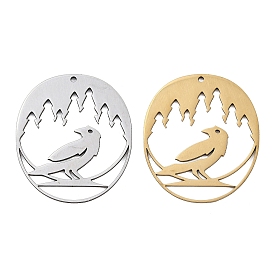 201 подвески из нержавеющей стали, овал с подвеской в виде ворона, лазерная резка