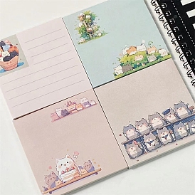 Cat Pattern Memo Pad Sticky Notes, Sticker Tabs, for Office School Reading, Square