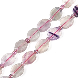 Природных красочные флюорита бисер нитей, граненые, овальные, с бисером