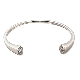 Bracelet manchette ouvert simple et fin avec strass en cristal, 304 bijoux en acier inoxydable pour femmes