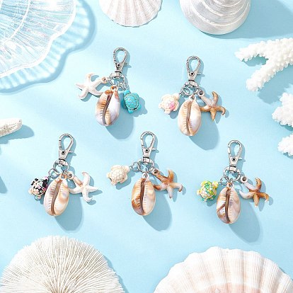 5 шт 5 цвета акриловая раковина и синтетическая бирюза черепаха подвеска украшение, застежки из сплава подвески для украшений сумок