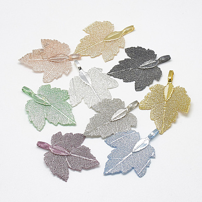 Iron Pendants, Electroplate Natural Leaf, Grape Leaf