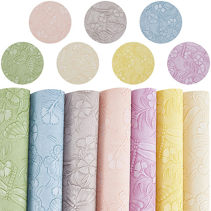 7шт. ткани из искусственной кожи, diy craft, прямоугольник с узором из бабочек и цветов