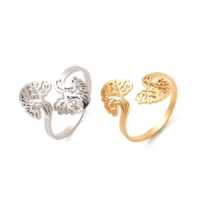 304 Stainless Steel Open Cuff Rings, Tree