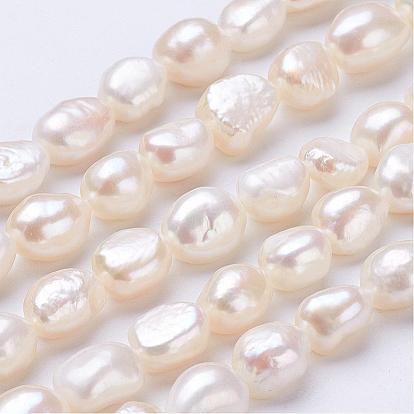 Natural Cultured Freshwater Pearl Beads Strands, Nuggets