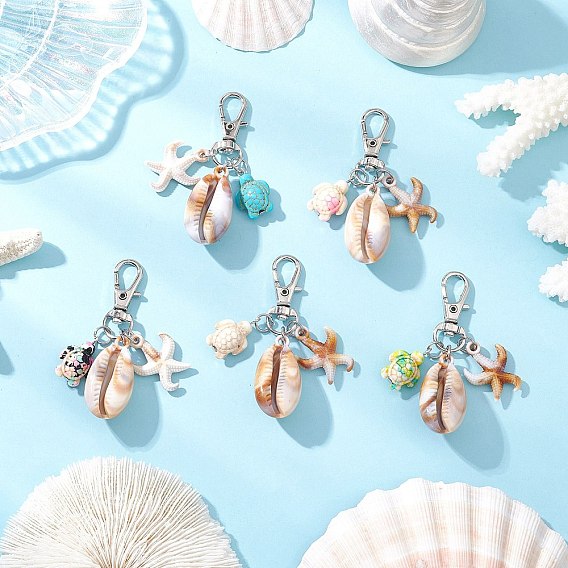 5 шт 5 цвета акриловая раковина и синтетическая бирюза черепаха подвеска украшение, застежки из сплава подвески для украшений сумок