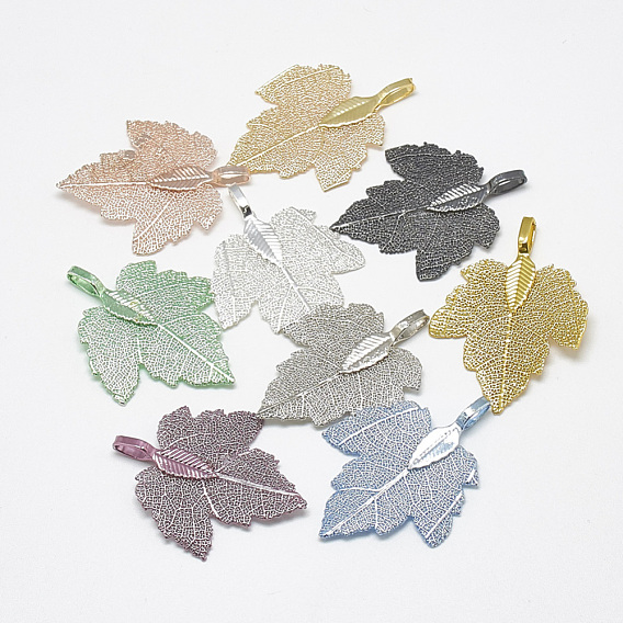 Iron Pendants, Electroplate Natural Leaf, Grape Leaf