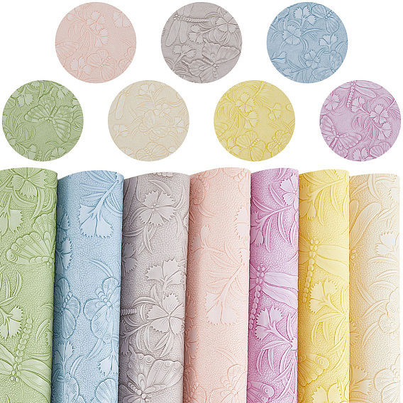 7шт. ткани из искусственной кожи, diy craft, прямоугольник с узором из бабочек и цветов