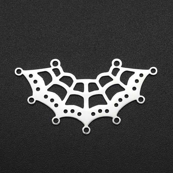 Ion Plating(IP) 201 Stainless Steel Chandelier Components Links, 9 Loop & 18 Hole Links, Laser Cut, Spider Web Shape