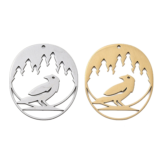 201 подвески из нержавеющей стали, овал с подвеской в виде ворона, лазерная резка