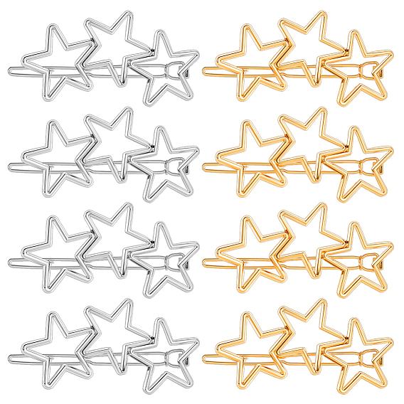 8 шт. 2 цветные заколки для волос в форме звезды из сплава железа и цинка