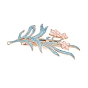 Alloy Enamel Alligator Hair Clips Finding, Leaf with Flower, with Loop