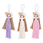 3 шт 3 цвета ручная работа макраме хлопок ангел подвесные украшения, с деревянных бусин