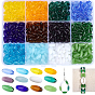 600Pcs 12 Styles Transparent & Opaque Colours Glass Seed Beads, Oval