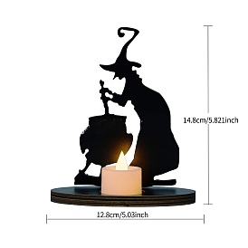 Halloween Witch Cooking Wooden Candle Holders, DIY Wooden Halloween Witch Desktop Decoration