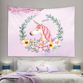 Polyester Unicorn Wall Hanging Tapestry, for Bedroom Living Room Decoration, Rectangle