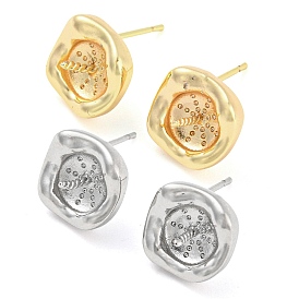 Brass Stud Earring Finding, Earring Settings For Half Drilled Beads, Twist Rhombus