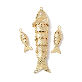 Латунные микро проложить кубического циркония подвески, рыбы прелести, без кадмия и без свинца, стойки покрытие, долговечный, с целью перехода в кольце, реальный 18 k позолоченный