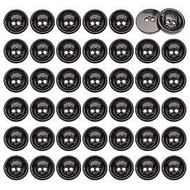 40шт. 2-отверстие, эмалированные плоские круглые кнопки из сплава, череп