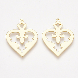 Brass Pendants, Nickel Free, Real 18K Gold Plated, Heart