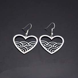 304 Stainless Steel Dangle Earrings, Heart
