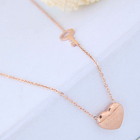 High-quality European and American fashion titanium steel rose gold minimalist love personality women's necklace.
