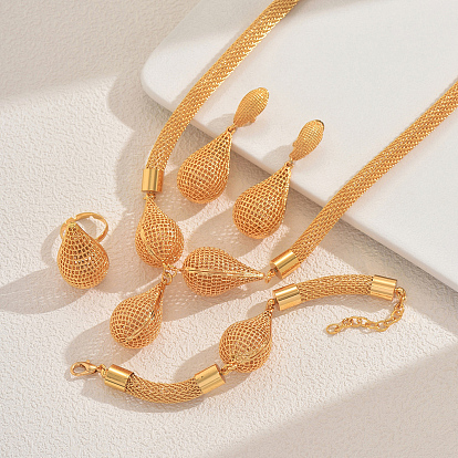 Комплекты из полых браслетов, серег, ожерелий и колец из сплава для женщин