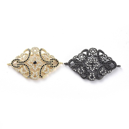 Brass Micro Pave Cubic Zirconia Links Connectors, Flower