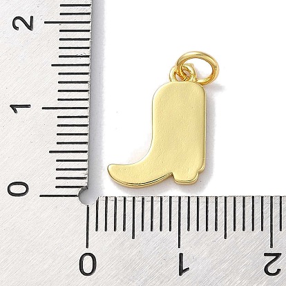 Rack Plated Brass Enamel Charms, with Jump Ring, Long-Lasting Plated, Lead Free & Cadmium Free, Real 18K Gold Plated, Cowboy Boot Charm