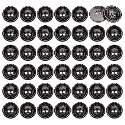 40шт. 2-отверстие, эмалированные плоские круглые кнопки из сплава, череп